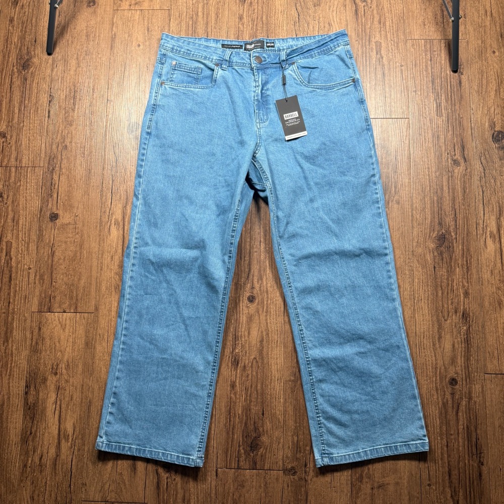 Barbell Apparel Jeans Mens 38x30‎ Blue Relaxed Athletic Fit 2.0 Light Wash NWT